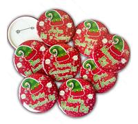 Personalised ELF Name PIN BADGE Button Christmas Work Staff Party Gift -58mm