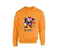 Personalised Elmer Jumper World Book Day Rainbow Elephant Sweater Birthday Gift Boy Comic Funny Character Unisex Kids Adults Sweatshirt(XL, Orange)