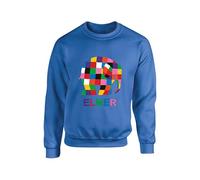 Personalised Elmer Jumper World Book Day Rainbow Elephant Sweater Birthday Gift Boy Comic Funny Character Unisex Kids Adults Sweatshirt(4XL, Royal Blue)