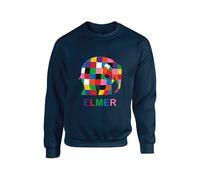 Personalised Elmer Jumper World Book Day Rainbow Elephant Sweater Birthday Gift Boy Comic Funny Character Unisex Kids Adults Sweatshirt(M, Navy)