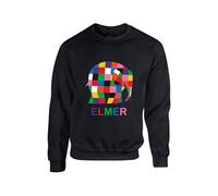 Personalised Elmer Jumper World Book Day Rainbow Elephant Sweater Birthday Gift Boy Comic Funny Character Unisex Kids Adults Sweatshirt (Black, 7 Years)