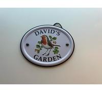 Personalised Embossed Metal Garden Sign 12x15cm - British Bird Design - Outdoor Decorative Hanging Garden Plaque - Weatherproof Metal Sign for Garden Walls Fences or Sheds (David)