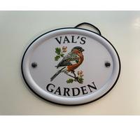 Personalised Embossed Metal Garden Sign 12x15cm - British Bird Design - Outdoor Decorative Hanging Garden Plaque - Weatherproof Metal Sign for Garden Walls Fences or Sheds (Val)