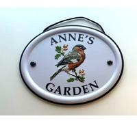 Personalised Embossed Metal Garden Signs Featuring British Birds (Anne)