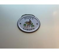 Personalised Embossed Metal Garden Sign 12x15cm - British Bird Design - Outdoor Decorative Hanging Garden Plaque - Weatherproof Metal Sign for Garden Walls Fences or Sheds (Joan)