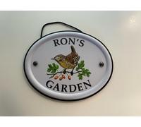 Personalised Embossed Metal Garden Sign 12x15cm - British Bird Design - Outdoor Decorative Hanging Garden Plaque - Weatherproof Metal Sign for Garden Walls Fences or Sheds (Ron)