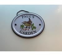 Personalised Embossed Metal Garden Sign 12x15cm - British Bird Design - Outdoor Decorative Hanging Garden Plaque - Weatherproof Metal Sign for Garden Walls Fences or Sheds (Paul)