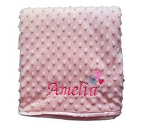 Personalised embroidered baby bubble luxury blanket baby boy baby girt neutral gift (Pink)