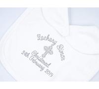 Personalised Embroidered Baby Christening Day Bib - *ADD Any Name* and *Date of Christening* - Choose Bib and Colours