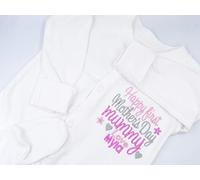 Personalised Embroidered Baby Girls Sleepsuit Babygrow - Happy First Mothers Day Mummy Love **Name** - Girls Novelty Unique Gift (9-12 Months)