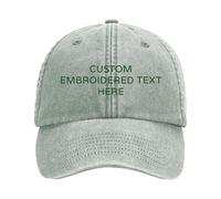 Personalised Embroidered Baseball Cap Custom Name Text Vintage Washed Adjustable Cotton Dad Style Hat Custom Gift for Him Her Mum Dad 15 Colours (Sage Green)