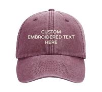 Personalised Embroidered Baseball Cap Custom Name Text Vintage Washed Adjustable Cotton Dad Style Hat Custom Gift for Him Her Mum Dad 15 Colours (Burgundy)