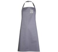 Personalised Embroidered Bib Apron with Pocket, Free Left Chest Text And Your Personalised Logo, Full Size Adults Apron, 65% Polyester & 35% Cotton Twill Apron Dark Grey