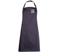 Personalised Embroidered Bib Apron with Pocket, Free Left Chest Text And Your Personalised Logo, Full Size Adults Apron, 65% Polyester & 35% Cotton Twill Apron Black