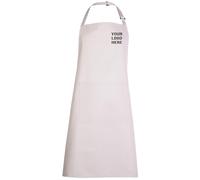 Personalised Embroidered Bib Apron with Pocket, Free Left Chest Text And Your Personalised Logo, Full Size Adults Apron, 65% Polyester & 35% Cotton Twill Apron
