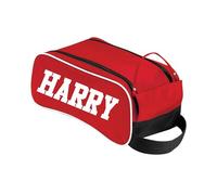 Personalised Embroidered Boot Bag Football Boots Sport Shoe Bag with Initials or Name Text Customised Personalized Custom Bag Polyester Pack(Classic RED)