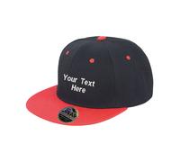 Personalised Embroidered Bronx Flat Peak Snapback Cap Two Tone Urban Street