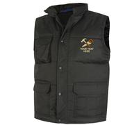 Personalised Embroidered Carpenter Logo Body Warmer, Personalised Workwear Uniform with Text, Unisex Gilet Vest Black