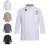 Personalised Embroidered Chef Jacket, Custom Chef Jacket with Name/Logo, Stain-Resistant Chef Coat for Men Women, Birthday Work Chelf Gifts (Printed long-sleeved)
