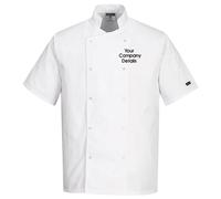 Personalised Embroidered Chefs Jacket Short Sleeve Food Kitchen Catering Industr