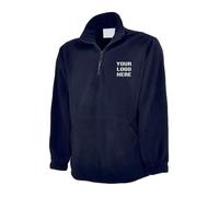 Personalised Embroidered Classic 1/4 Zip Fleece Jacket, Free Left Chest Text And Your Customise Logo, 100% Polyester Super Anti Pill Micro Fleece Jacket, Casual Wear, Workwear Jacket Navy