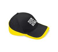 Personalised Embroidered Custom Baseball Multicolour Your Name here, Any Text or Logo Adjustable Peak Summer Sports Gift Cap(Black/Yellow)