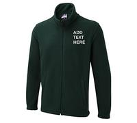 Personalised embroidered Custom Uneek Olympic full zip fleece text logo or text ux5 Jacket (4XL, BLACK)