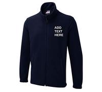 Personalised embroidered Custom Uneek Olympic full zip fleece text logo or text ux5 Jacket (XS, NAVY)