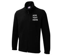 Personalised embroidered Custom Uneek Olympic full zip fleece text logo or text ux5 Jacket (XXL, BLACK)