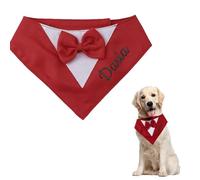 Personalised Embroidered Dog Tuxedo Bandana Collar with Adjustable Bow Tie & Bib Custom Name Pet Formal Suit for Weddings, Birthday Parties | XS-L Sizes (Neck 11"-19")