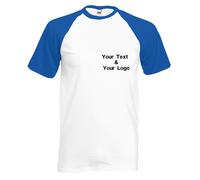 Personalised Embroidered Fruit of the Loom Sports Baseball Short Sleeve T-Shirt