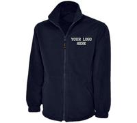 Personalised Embroidered Full Zip Fleece Unisex Jacket, Free Left Chest Text And Your Customise Logo, 100% Polyester Super Anti Pill Micro Fleece Jacket Navy