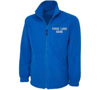 Personalised Embroidered Full Zip Fleece Unisex Jacket, Free Left Chest Text And Your Customise Logo, 100% Polyester Super Anti Pill Micro Fleece Jacket Royal