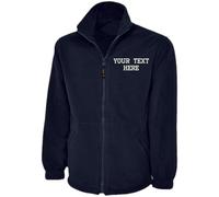 Personalised Embroidered Full Zip Fleece Unisex Jacket, Free Left Chest Text Customise Jacket, 100% Polyester Super Anti Pill Micro Fleece Jacket Navy