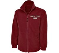 Personalised Embroidered Full Zip Fleece Unisex Jacket, Free Left Chest Text Customise Jacket, 100% Polyester Super Anti Pill Micro Fleece Jacket Maroon