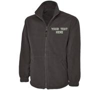 Personalised Embroidered Full Zip Fleece Unisex Jacket, Free Left Chest Text Customise Jacket, 100% Polyester Super Anti Pill Micro Fleece Jacket Charcoal
