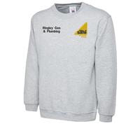 Uneek 300g Plain Classic Crewneck Sweatshirt -Heather Grey - X-Large