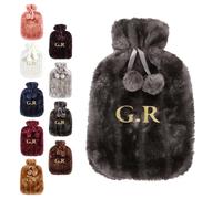 Personalised Embroidered Hot Water Bottle with Fluffy Faux Rabbit Fur Cover 2L Capacity Explosion Proof 33x19cm for Hand Warmth and Christmas Gifts#4