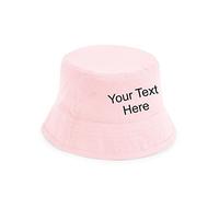 Personalised Embroidered Junior Organic Cotton Bucket hat Your Custom Text Olympic Casual Party Wear Multi-Colours Unisex Kids Gift Bucket Cap (Powder Pink-M/L)