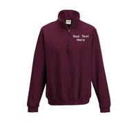 Personalised Embroidered Just Hoods AWDis Sophomore ¼ zip Sweatshirt Top Unisex