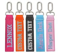 Personalised Embroidered Keyring - Custom Name/Number Tag, Double-Sided Text Keychain for Luggage, Backpacks, Cars, Motorcycles & Giftss for for Couples, Families, Friends (Dan shaped buckle(silvery）)