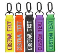 Personalised Embroidered Keyring - Custom Name/Number Tag, Double-Sided Text Keychain for Luggage, Backpacks, Cars, Motorcycles & Giftss for for Couples, Families, Friends (Dan shaped buckle(Black）)