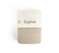 Personalised embroidered Koeka bassinet/cot blanket - Personalised cotton cot or bassinet blanket embroidered with the name or text of your choice (Sand)