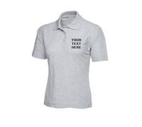 Personalised Embroidered Ladies Active Cotton Poloshirt, Free Left Chest Text Polo, 100% Ring Spun Combed Cotton Polo Shirt, Workwear Polo Shirt Heather Grey