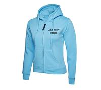 Personalised embroidered Ladies Hoodie Logo or text embroidery Unisex Olympic Classic Full Zip Hooded Sweatshirt workwear From XS to 3XL