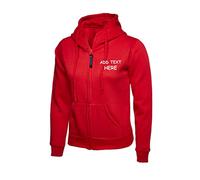 Personalised embroidered Ladies Hoodie Logo or text embroidery Unisex Olympic Classic Full Zip Hooded Sweatshirt workwear From XS to 3XL