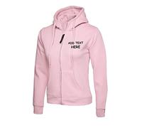 Personalised embroidered Ladies Hoodie Logo or text embroidery Unisex Olympic Classic Full Zip Hooded Sweatshirt workwear From XS to 3XL(3XL, PINK)