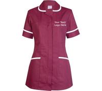 Personalised Embroidered Ladies Premium Tunic Scrub Ladies Adults Gift Tunic Custom Casual Uniform Health Care Hospital Uniform Multi-Colours Medical Nurse (Sky, M, m)