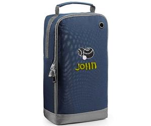 Personalised Embroidered Lawn Bowls Shoe Bag - Bowling Design Gifts With Name - Golf Shoe Bag - Navy Blue