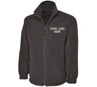 Personalised Embroidered Logo Full Zip Fleece Unisex Jacket, Free Left Chest Text And Your Customise Logo, 100% Polyester Super Anti Pill Micro Fleece Jacket Charcoal